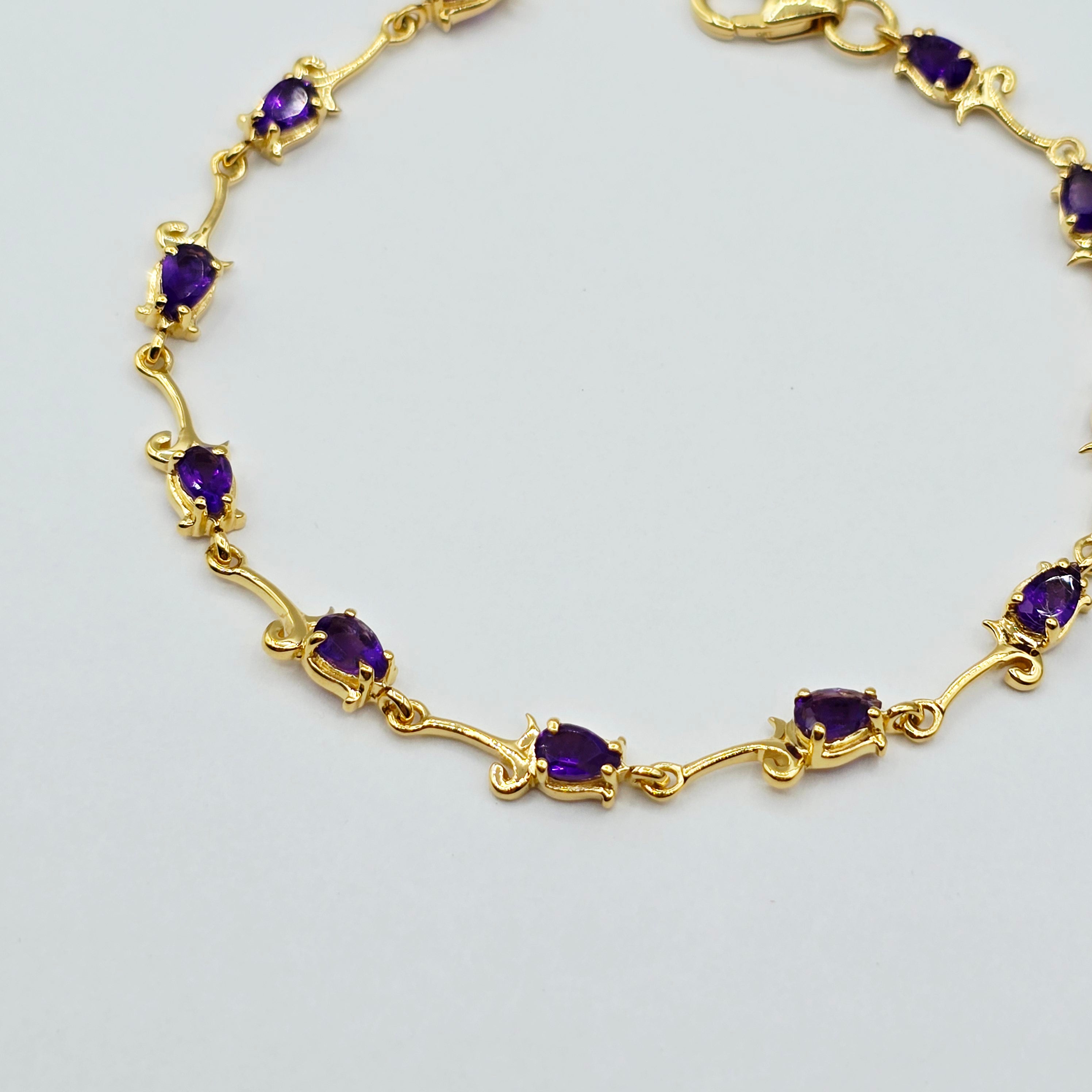 Amethyst Bracelet, 925 Sterling Silver Genuine Gemstone Jewelry , Dainty Gemstone Bracelet for women, Classic Bracelet, Bracelet For Her