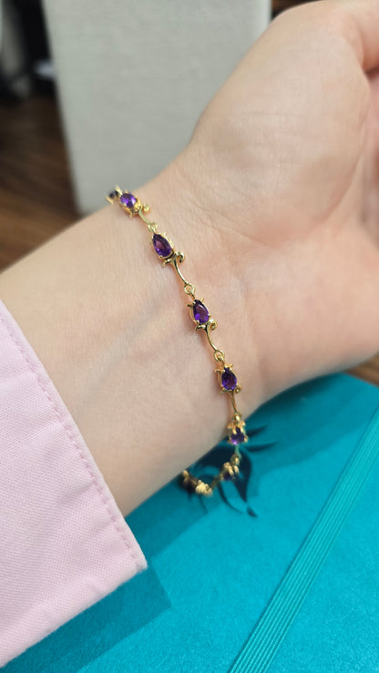 Amethyst Bracelet, 925 Sterling Silver Genuine Gemstone Jewelry , Dainty Gemstone Bracelet for women, Classic Bracelet, Bracelet For Her