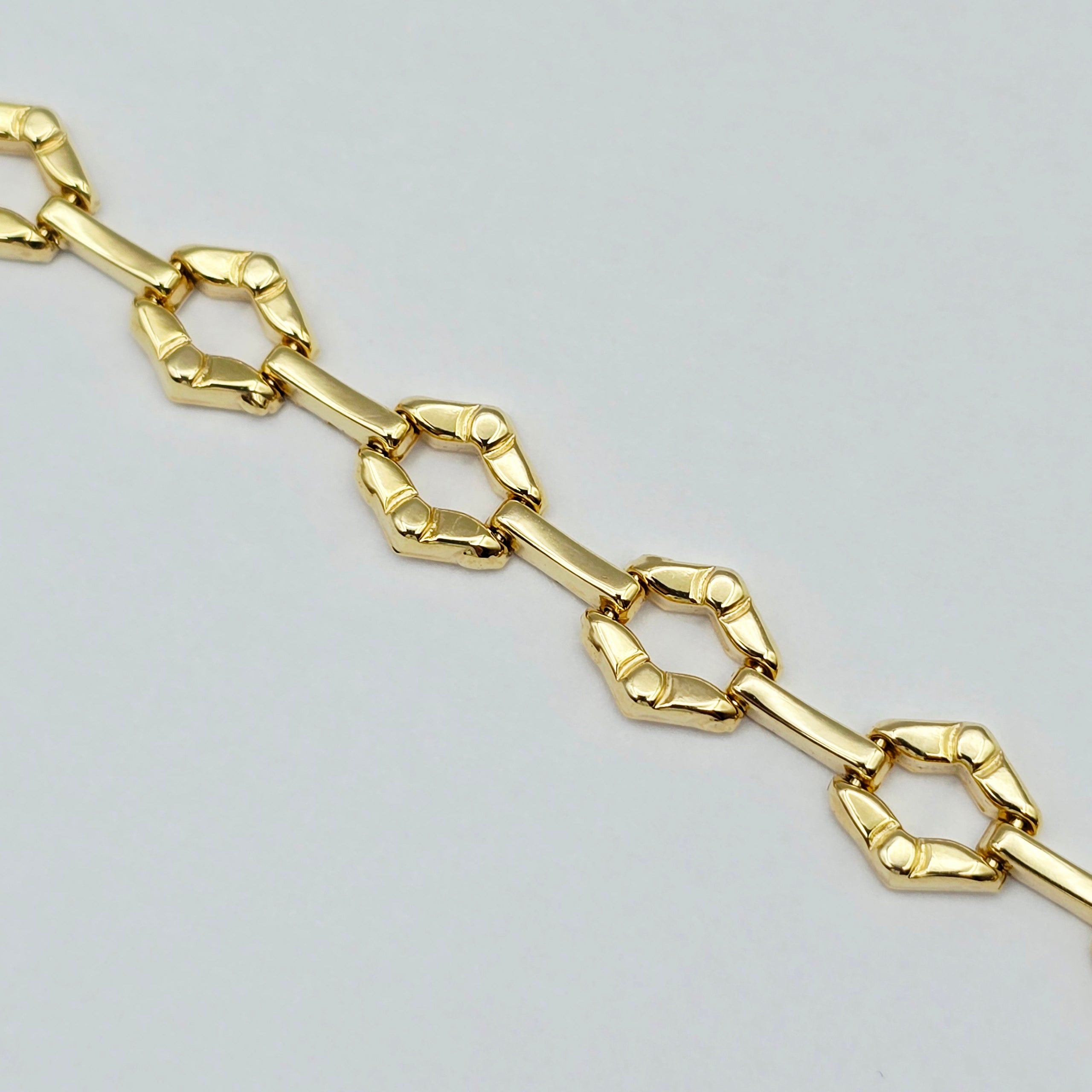 Gold Link Bracelet , Two-Tone Diamond-Cut Chain Bracelet, Elegant Everyday Jewelry