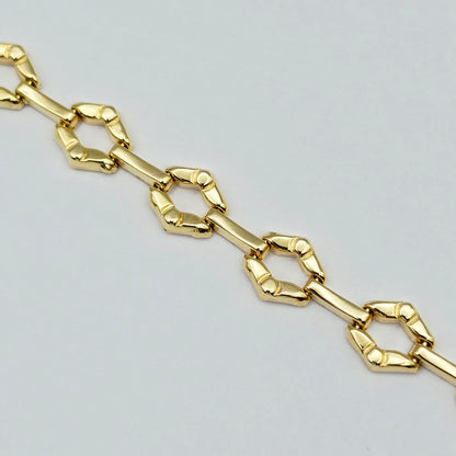 Gold Link Bracelet , Two-Tone Diamond-Cut Chain Bracelet, Elegant Everyday Jewelry