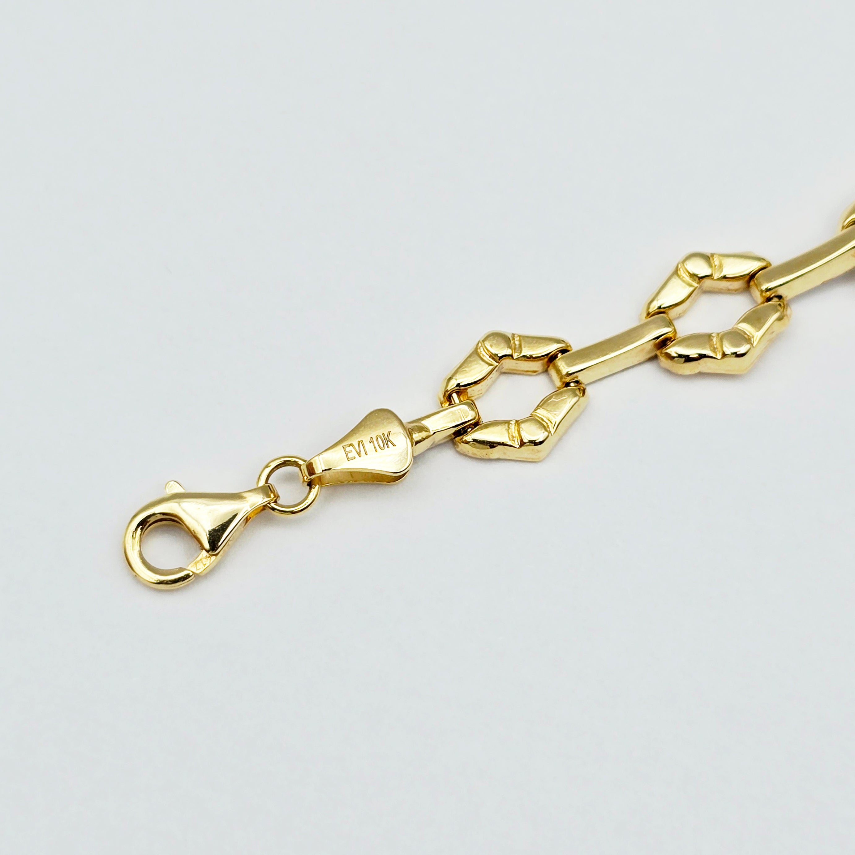 Gold Link Bracelet , Two-Tone Diamond-Cut Chain Bracelet, Elegant Everyday Jewelry