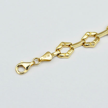 Gold Link Bracelet , Two-Tone Diamond-Cut Chain Bracelet, Elegant Everyday Jewelry