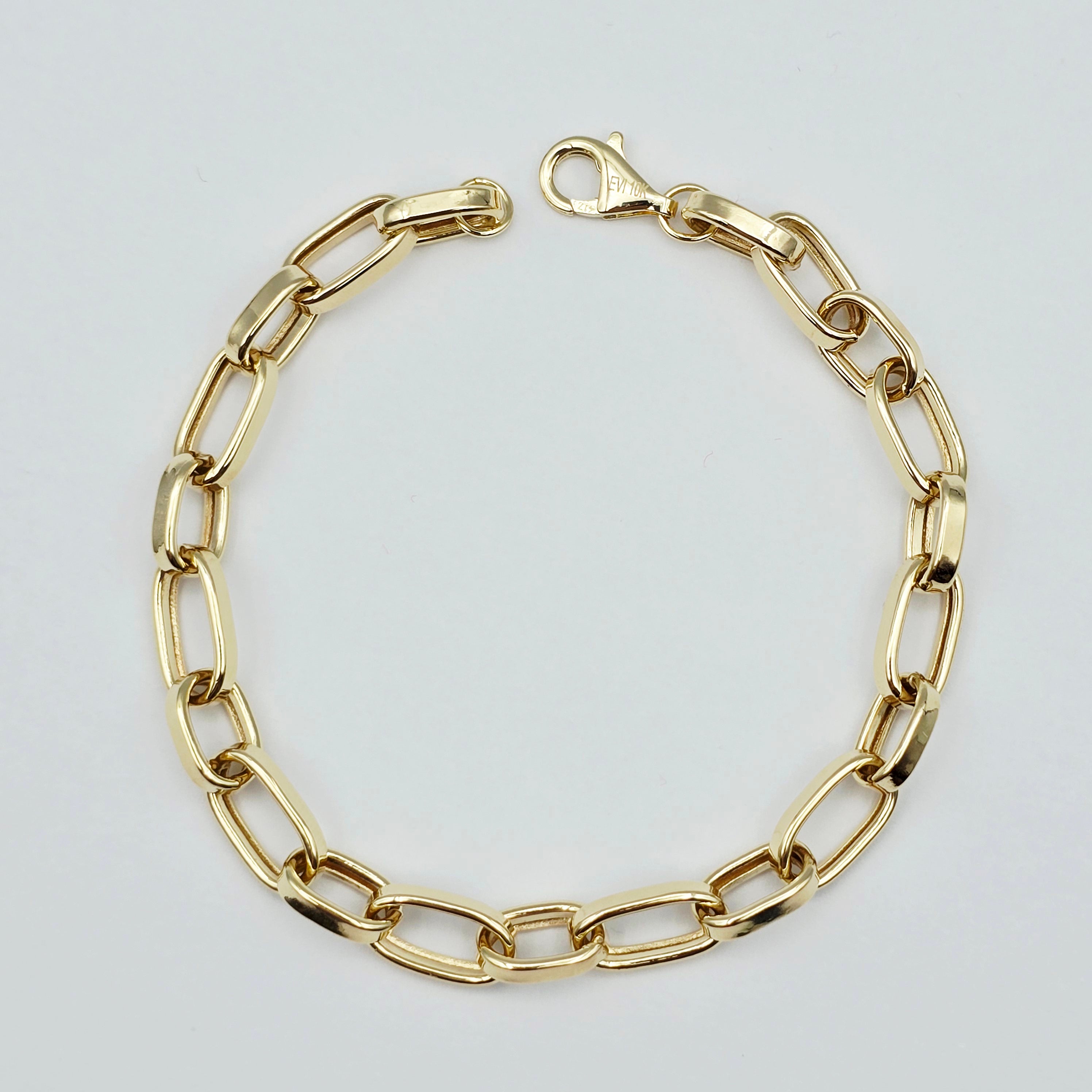 Yellow Gold Link Bracelet, Paperclip Chain Bracelet, Minimalist Fine Jewelry Gift