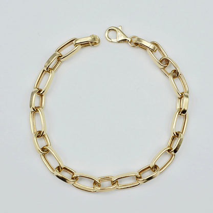 Yellow Gold Link Bracelet, Paperclip Chain Bracelet, Minimalist Fine Jewelry Gift