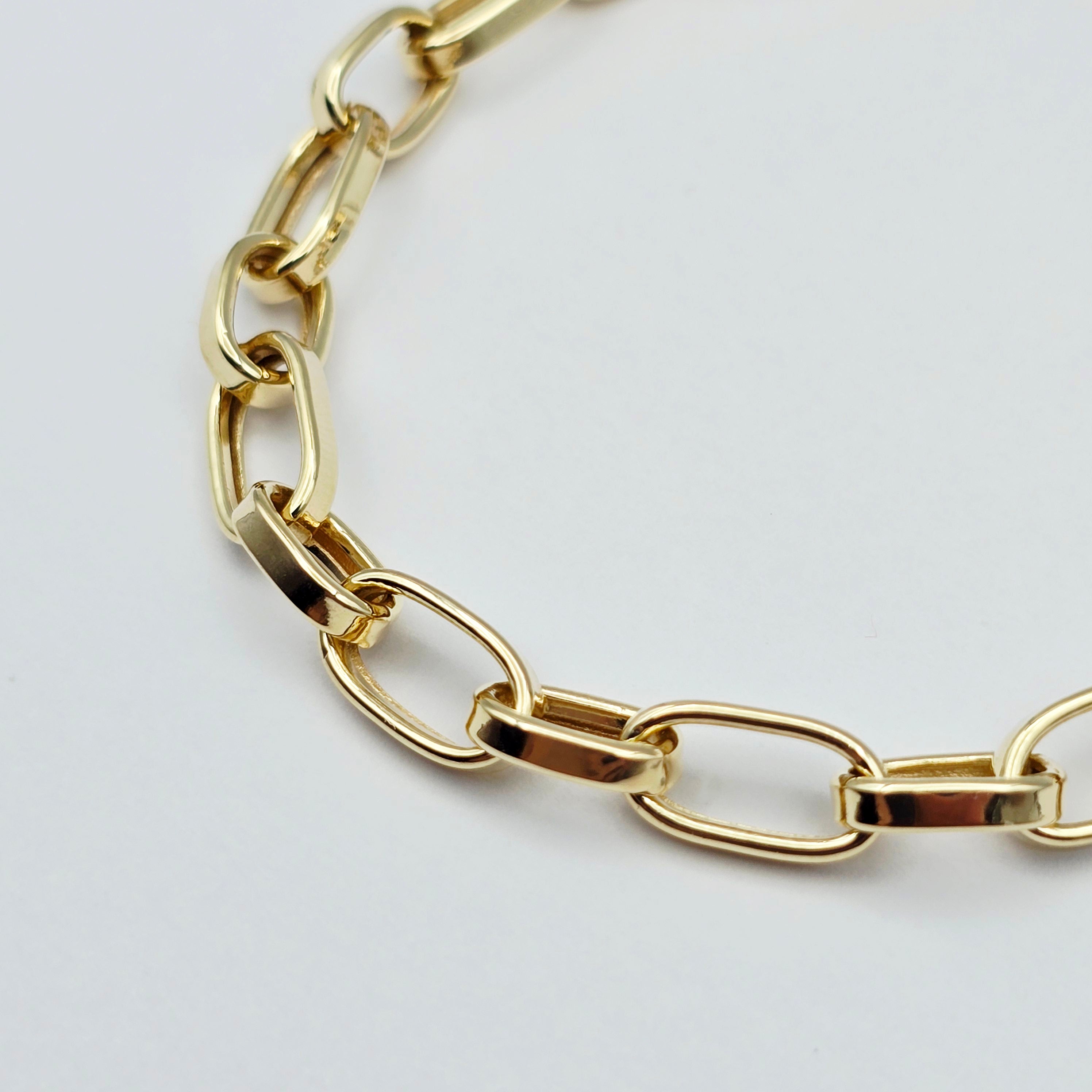 Yellow Gold Link Bracelet, Paperclip Chain Bracelet, Minimalist Fine Jewelry Gift