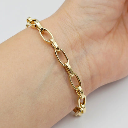Yellow Gold Link Bracelet, Paperclip Chain Bracelet, Minimalist Fine Jewelry Gift