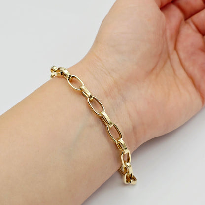 Yellow Gold Link Bracelet, Paperclip Chain Bracelet, Minimalist Fine Jewelry Gift