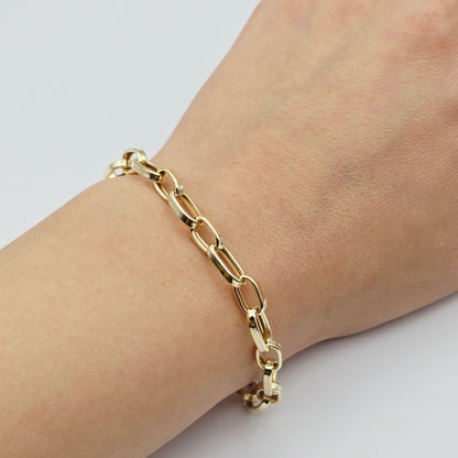 Yellow Gold Link Bracelet, Paperclip Chain Bracelet, Minimalist Fine Jewelry Gift