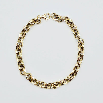 10K Yellow Gold Link Bracelet , Classic Gold Chain Bracelet, Adjustable Fine Jewelry