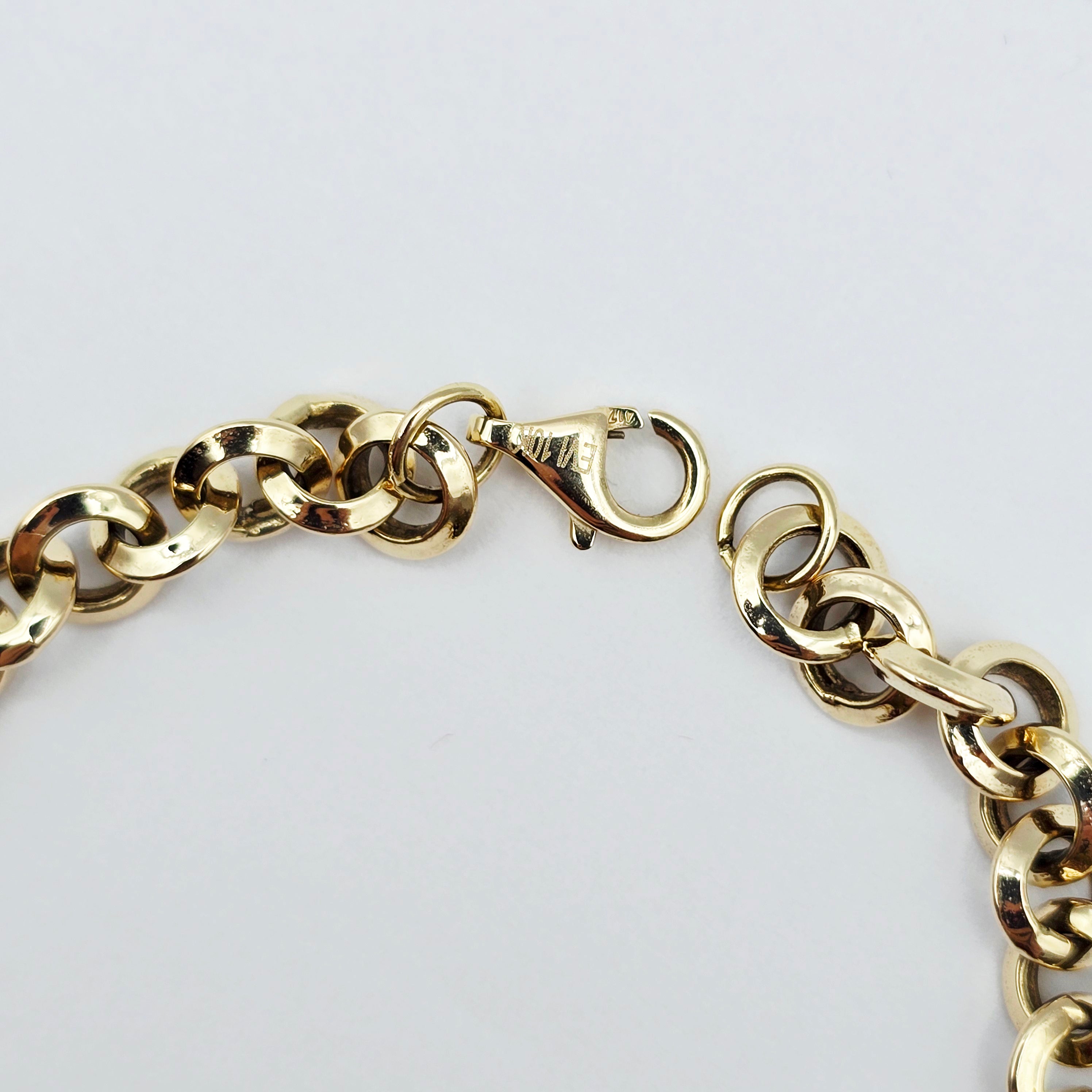 10K Yellow Gold Link Bracelet , Classic Gold Chain Bracelet, Adjustable Fine Jewelry