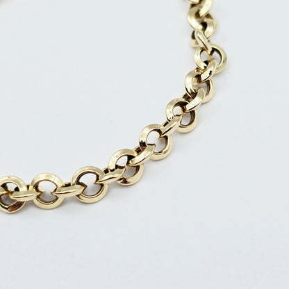 10K Yellow Gold Link Bracelet , Classic Gold Chain Bracelet, Adjustable Fine Jewelry