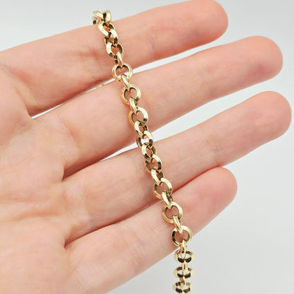 10K Yellow Gold Link Bracelet , Classic Gold Chain Bracelet, Adjustable Fine Jewelry