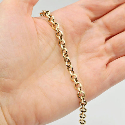 10K Yellow Gold Link Bracelet , Classic Gold Chain Bracelet, Adjustable Fine Jewelry