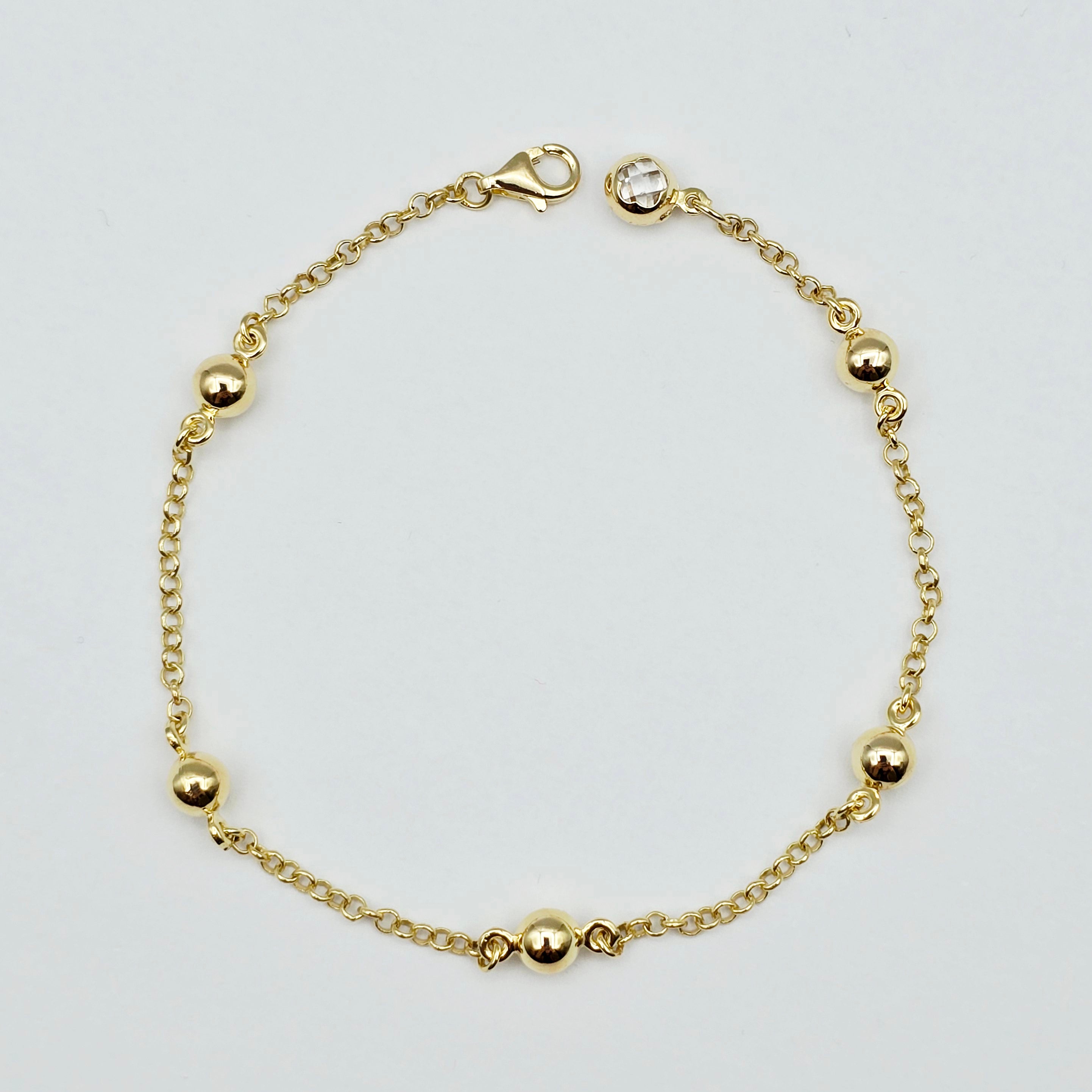 10K Solid Yellow Gold Beaded Bracelet, Ball Chain Bracelet, Minimalist Jewelry Gift
