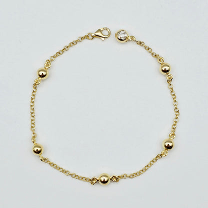 10K Solid Yellow Gold Beaded Bracelet, Ball Chain Bracelet, Minimalist Jewelry Gift