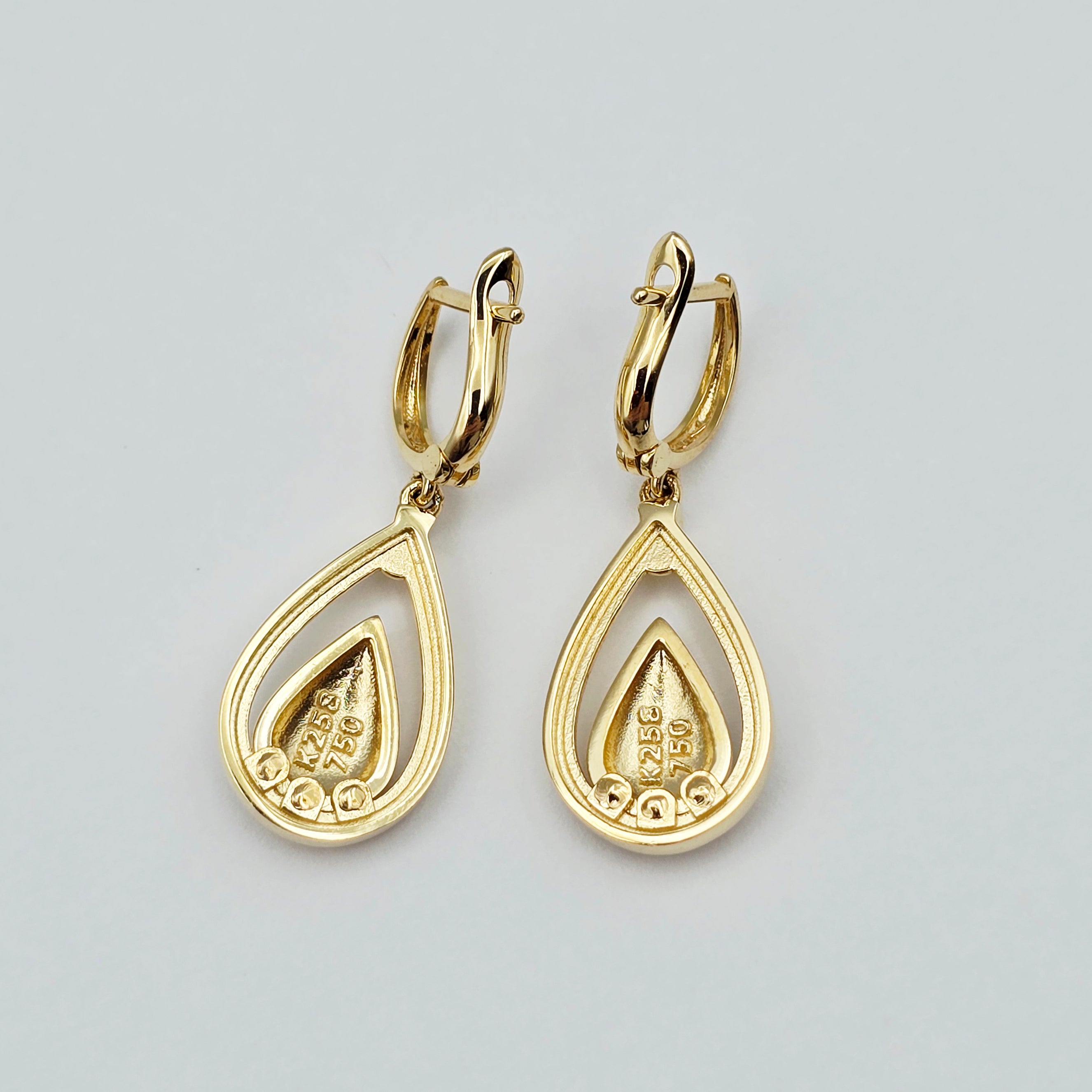 18K Solid Yellow Gold Drop Earrings, Teardrop Textured Gold Dangle Earrings, Elegant Fine Jewelry Gift for Her