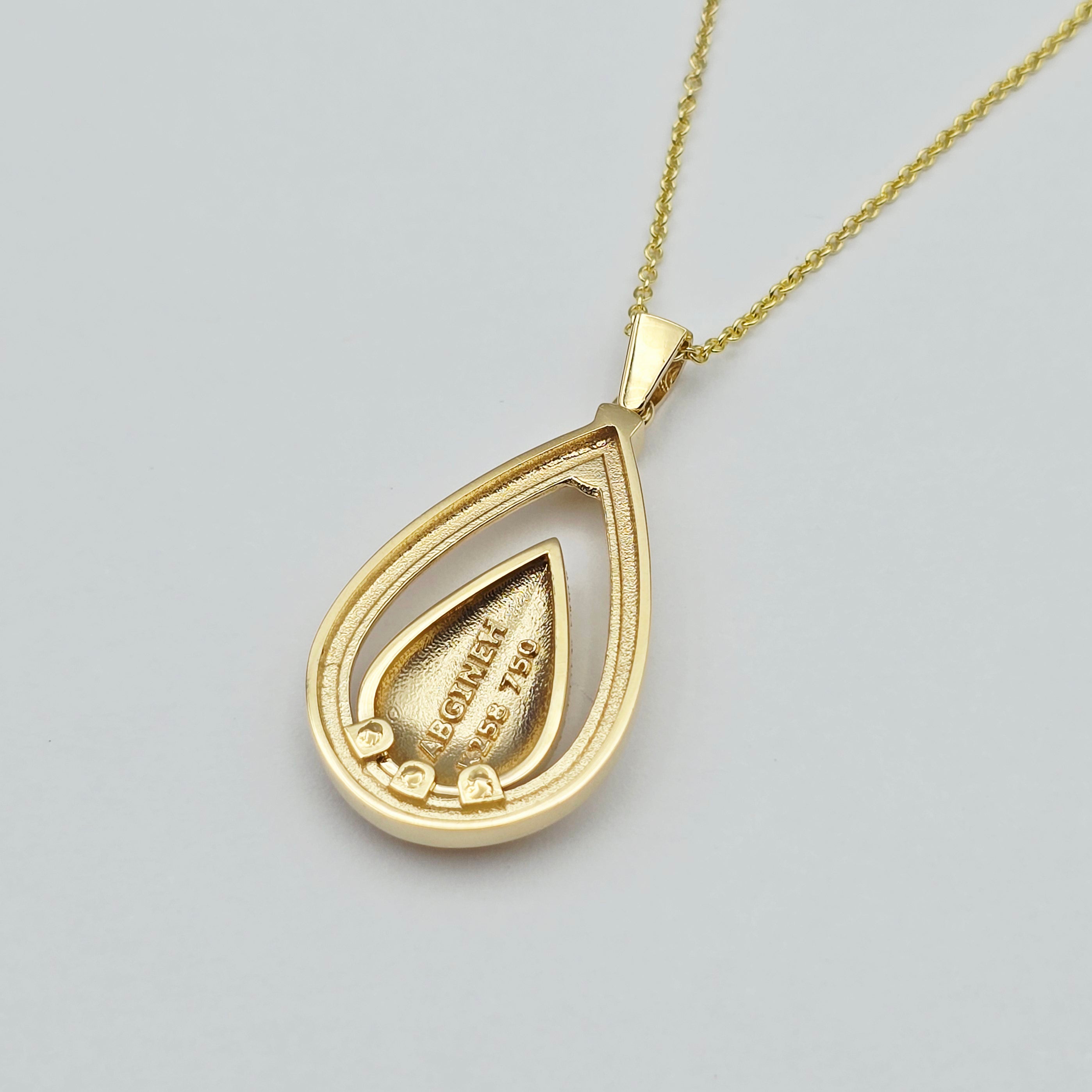 18K Solid Yellow Gold Teardrop Pendant , Textured Gold Drop Pendant , Luxury Necklace, Gift for Her
