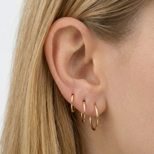 10K Yellow Gold Hoop Earrings 1.5mm, Thin Gold Hoops, Minimalist Gold Earrings, Small to Large Hoop Earrings, Everyday Jewelry Gift