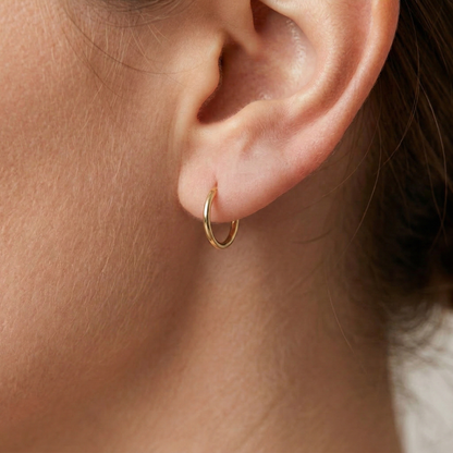 10K Yellow Gold Hoop Earrings 1.5mm, Thin Gold Hoops, Minimalist Gold Earrings, Small to Large Hoop Earrings, Everyday Jewelry Gift