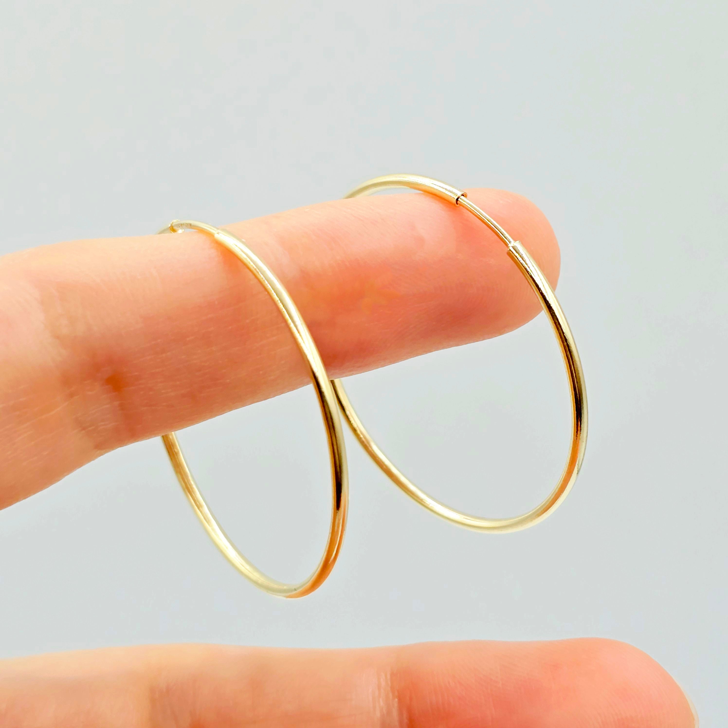 10K Yellow Gold Hoop Earrings 1.5mm, Thin Gold Hoops, Minimalist Gold Earrings, Small to Large Hoop Earrings, Everyday Jewelry Gift