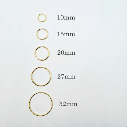 10K Yellow Gold Hoop Earrings 1.5mm, Thin Gold Hoops, Minimalist Gold Earrings, Small to Large Hoop Earrings, Everyday Jewelry Gift