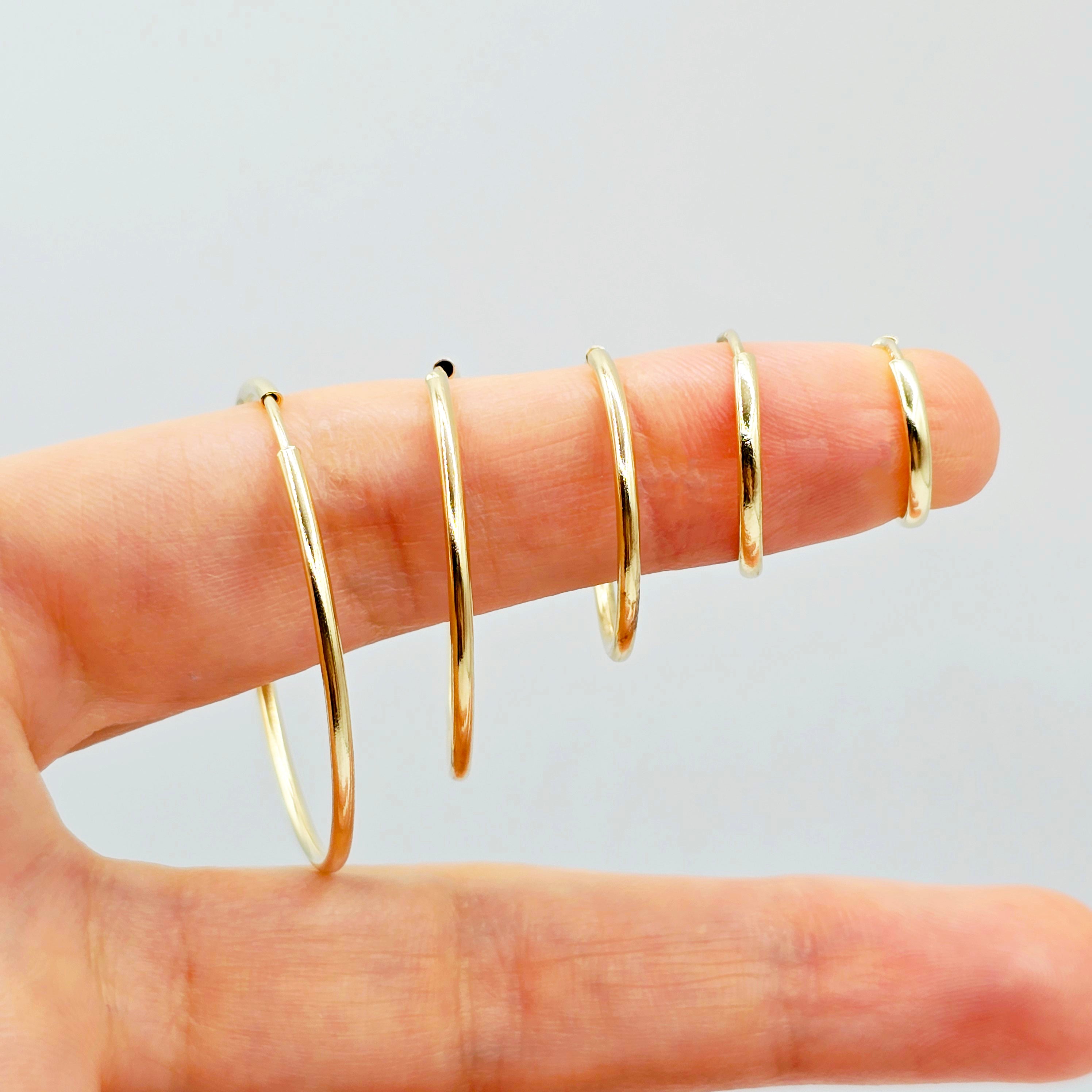 10K Yellow Gold Hoop Earrings 1.5mm, Thin Gold Hoops, Minimalist Gold Earrings, Small to Large Hoop Earrings, Everyday Jewelry Gift