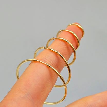 10K Yellow Gold Hoop Earrings 1.5mm, Thin Gold Hoops, Minimalist Gold Earrings, Small to Large Hoop Earrings, Everyday Jewelry Gift