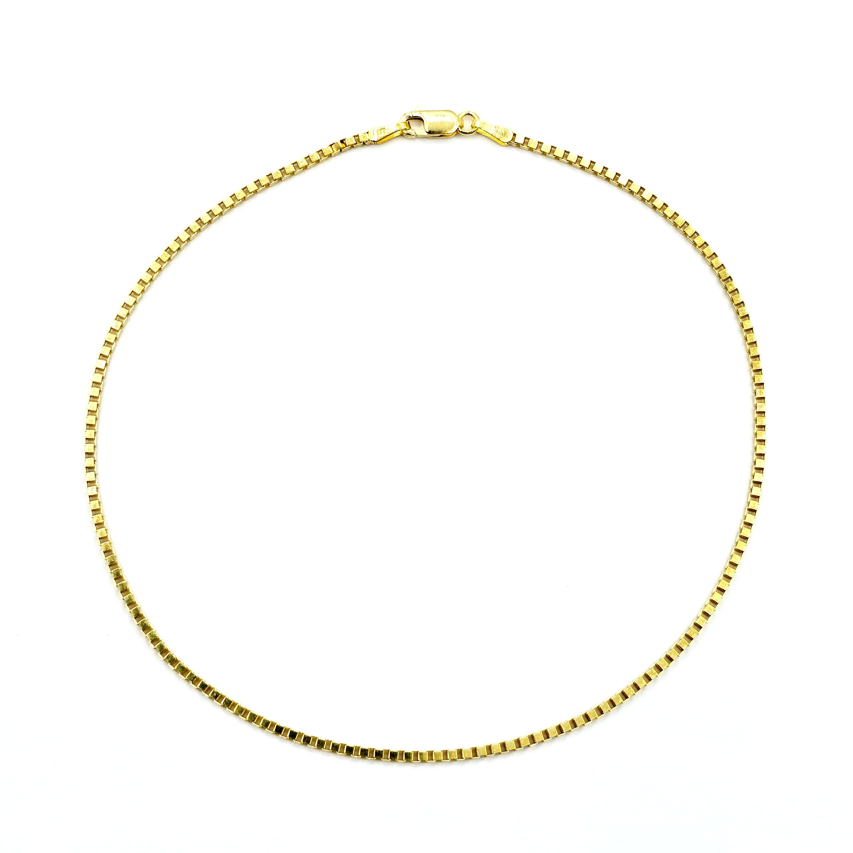 10K Solid Yellow Gold Box Chain Anklet, Real Gold Minimalist Anklet Bracelet, Dainty Everyday Gold Anklet for Women
