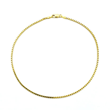 10K Solid Yellow Gold Box Chain Anklet, Real Gold Minimalist Anklet Bracelet, Dainty Everyday Gold Anklet for Women