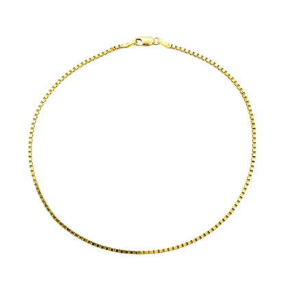 10K Solid Yellow Gold Box Chain Anklet, Real Gold Minimalist Anklet Bracelet, Dainty Everyday Gold Anklet for Women