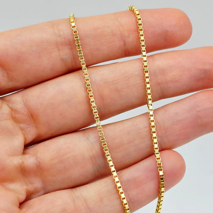 10K Solid Yellow Gold Box Chain Anklet, Real Gold Minimalist Anklet Bracelet, Dainty Everyday Gold Anklet for Women
