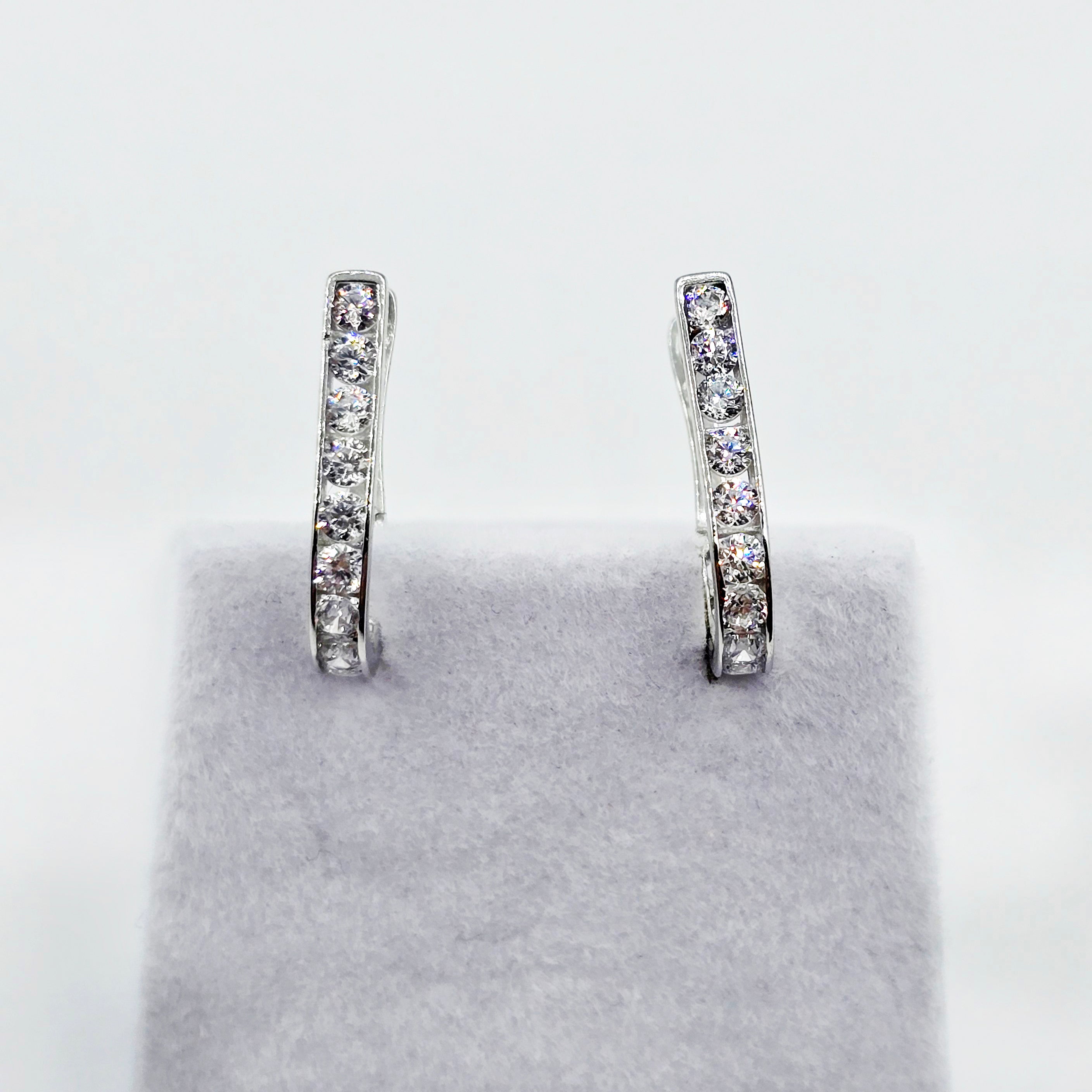 10K Solid Gold Hoop Earrings, Solid Gold U Shape Earrings, Dainty Cubic Zirconia Hoops, Minimalist Gold Earrings, Gift for Her