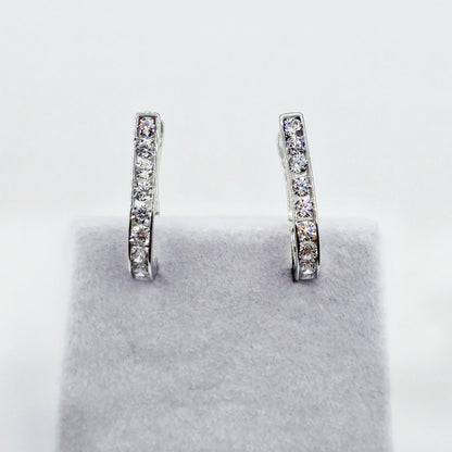 10K Solid Gold Hoop Earrings, Solid Gold U Shape Earrings, Dainty Cubic Zirconia Hoops, Minimalist Gold Earrings, Gift for Her