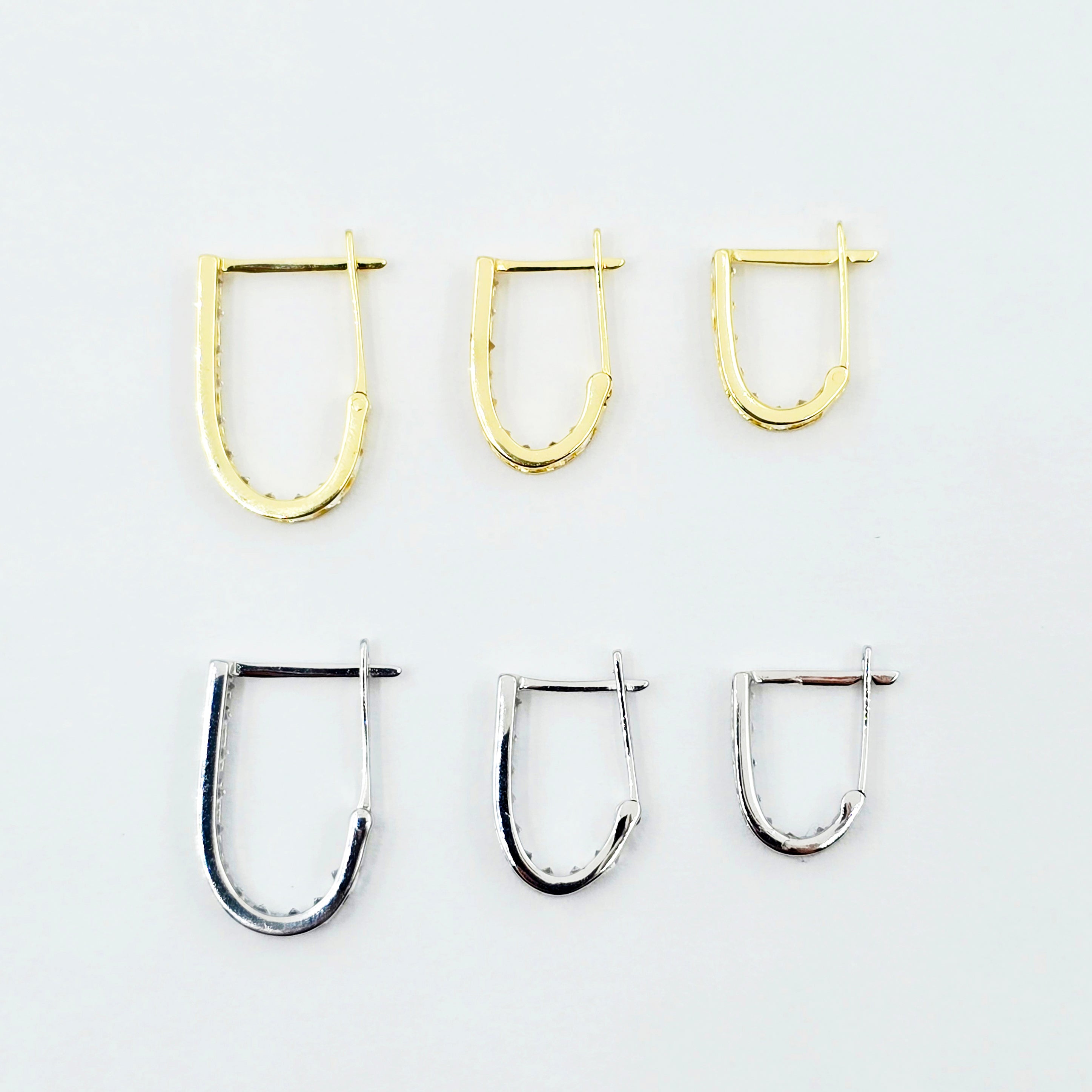 10K Solid Gold Hoop Earrings, Solid Gold U Shape Earrings, Dainty Cubic Zirconia Hoops, Minimalist Gold Earrings, Gift for Her