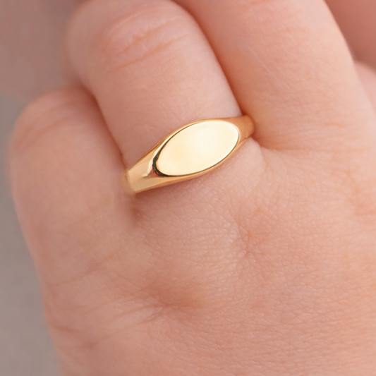 10K Gold Baby Signet Ring, Engravable Baby Ring, Solid Yellow Gold Child Ring, Personalized Name Ring, Baby Ring, Gift for Baby Girl Boy