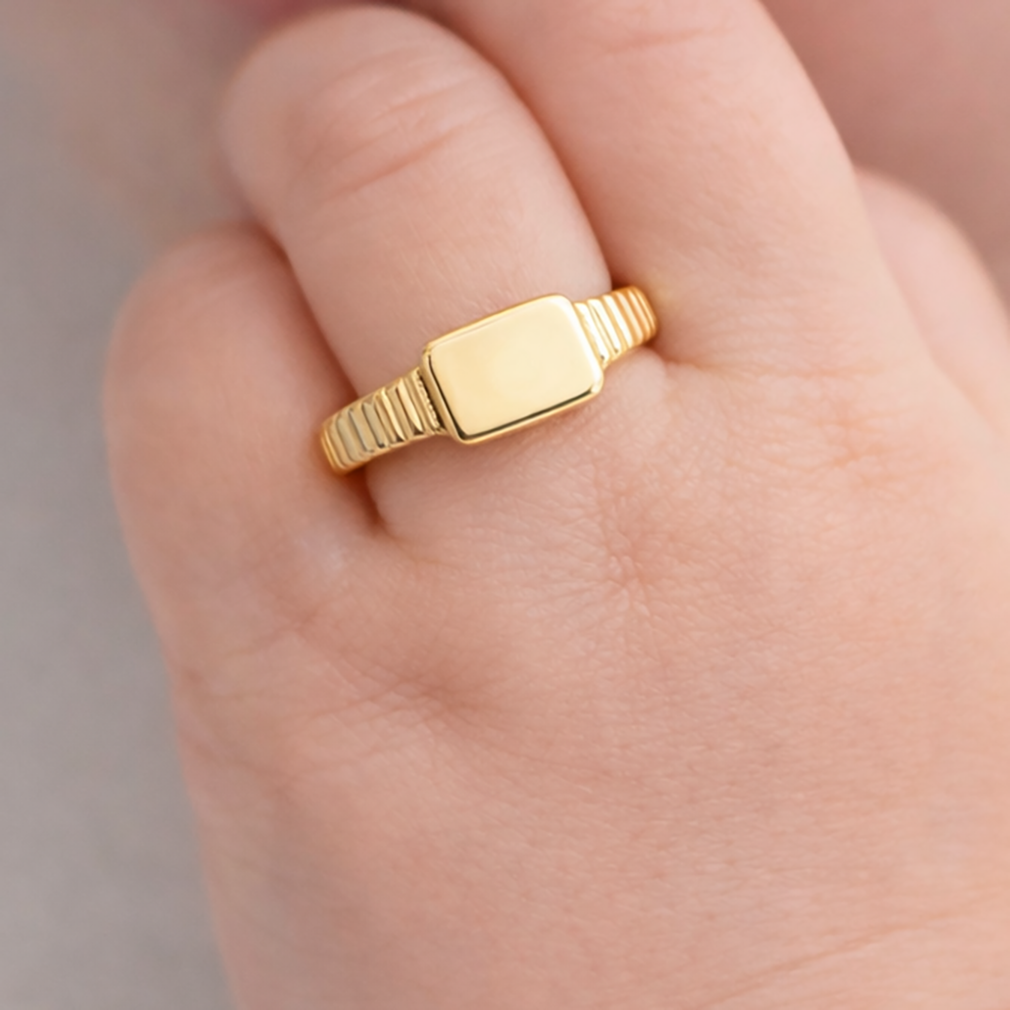 10K Gold Baby Signet Ring, Engravable Baby Ring, Solid Yellow Gold Child Ring, Personalized Name Ring, Baby Ring, Gift for Baby Girl Boy