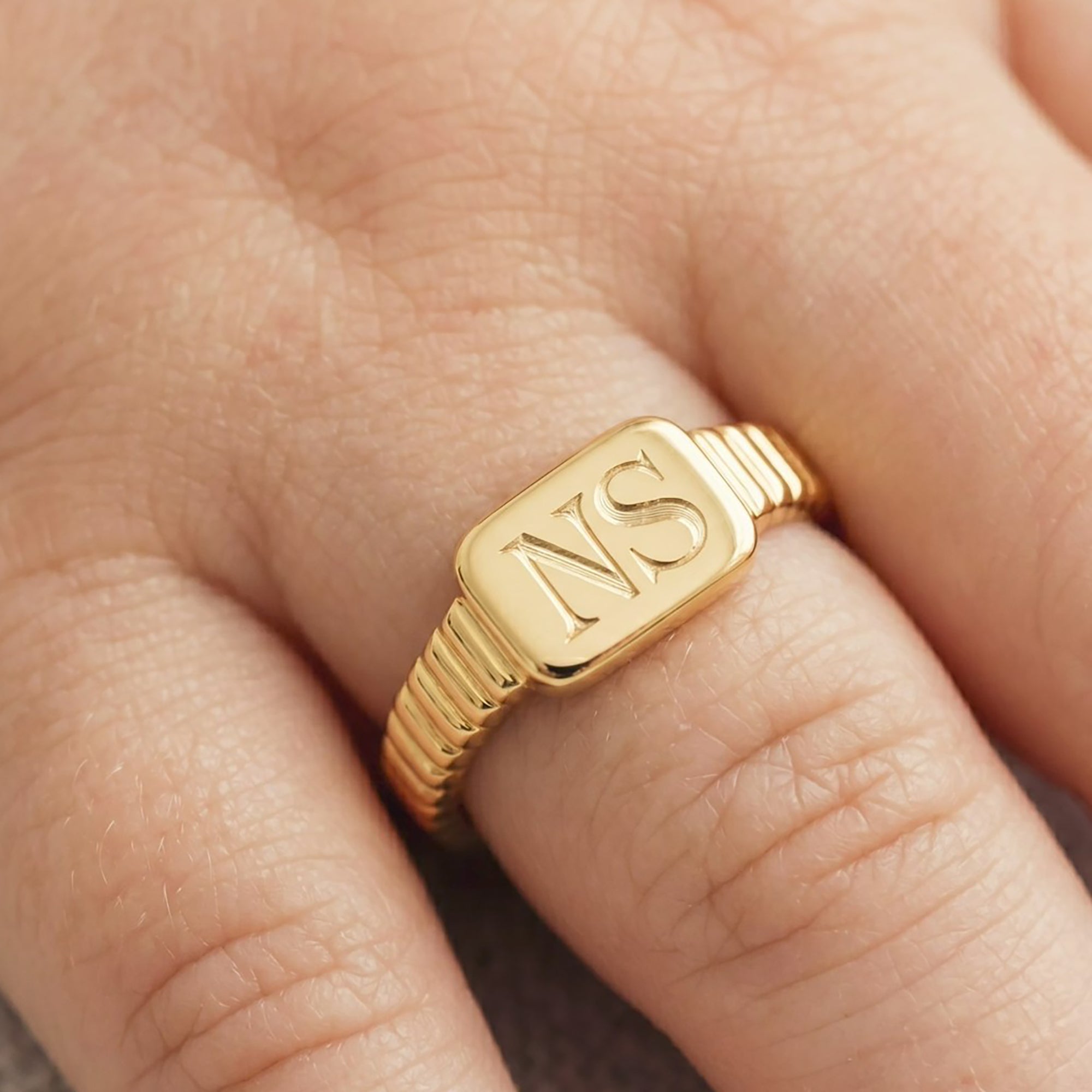 10K Gold Baby Signet Ring, Engravable Baby Ring, Solid Yellow Gold Child Ring, Personalized Name Ring, Baby Ring, Gift for Baby Girl Boy