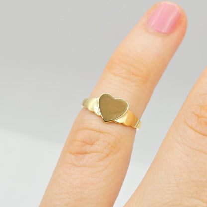 10K Gold Baby Signet Ring, Engravable Baby Ring, Solid Yellow Gold Child Ring, Personalized Name Ring, Baby Ring, Gift for Baby Girl Boy