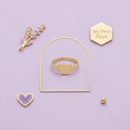 10K Gold Baby Signet Ring, Engravable Baby Ring, Solid Yellow Gold Child Ring, Personalized Name Ring, Baby Ring, Gift for Baby Girl Boy