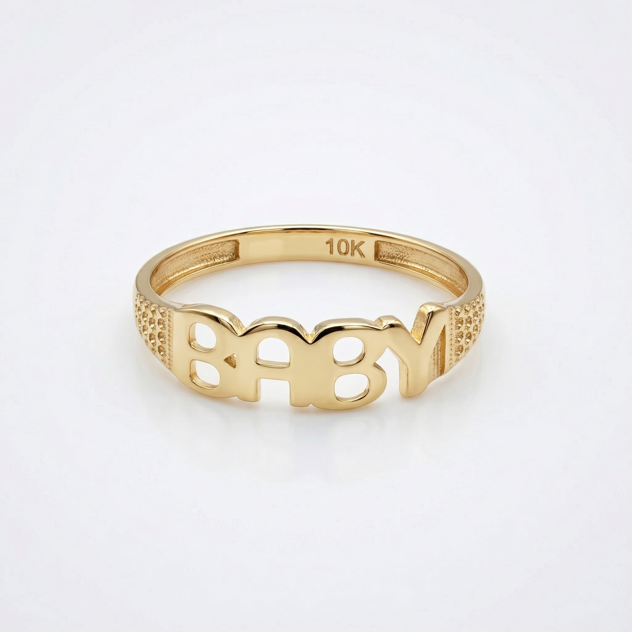 10K Gold Baby Ring, Solid Gold Baby Letter Ring, Baby Name Ring, Minimalist Gold Ring for Child, Dainty Gold Ring, Gift for Baby Girl Boy