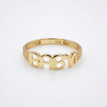 10K Gold Baby Ring, Solid Gold Baby Letter Ring, Baby Name Ring, Minimalist Gold Ring for Child, Dainty Gold Ring, Gift for Baby Girl Boy