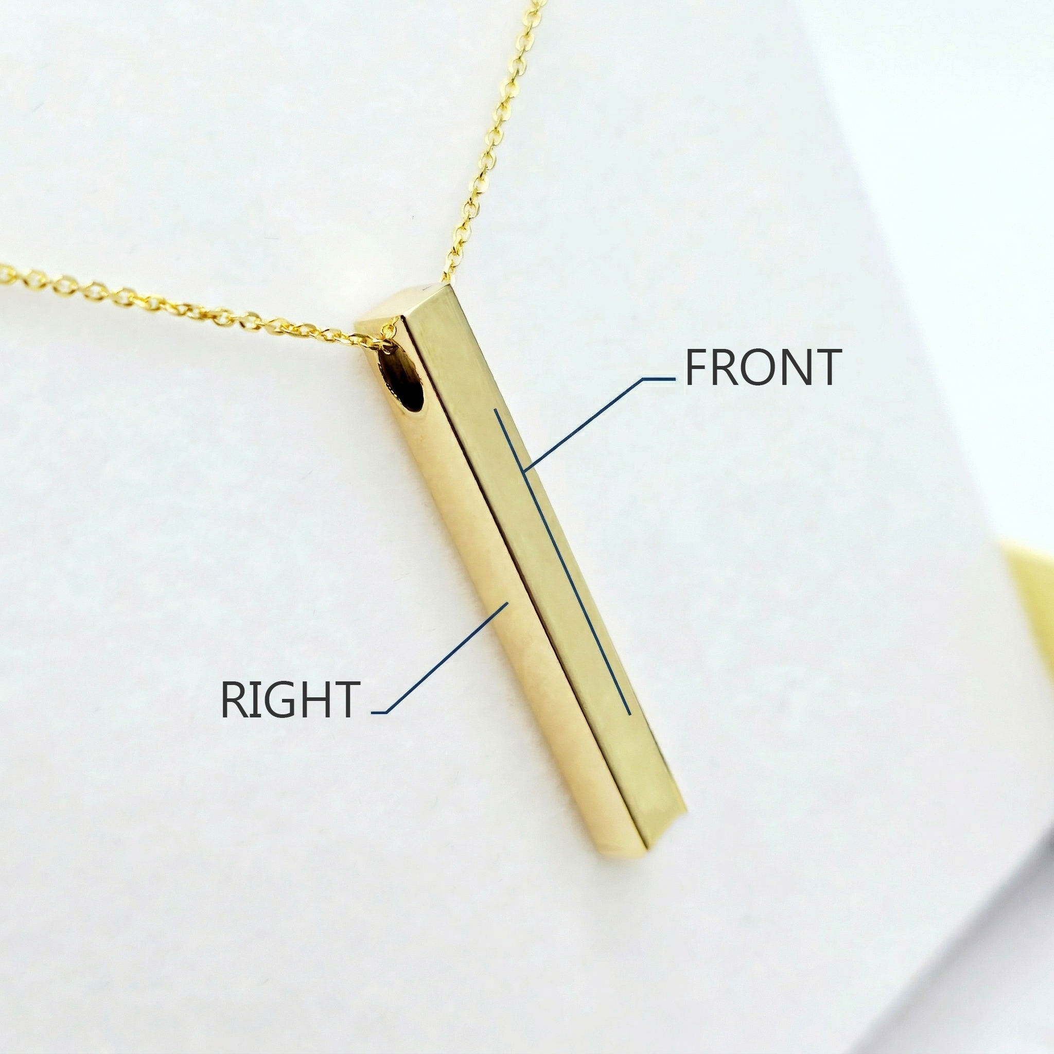 10K Yellow Gold Bar Pendant Necklace, Vertical Bar Pendant, Engravable Necklace, Engraved Vertical Custom Pendant, Personalized Jewelry