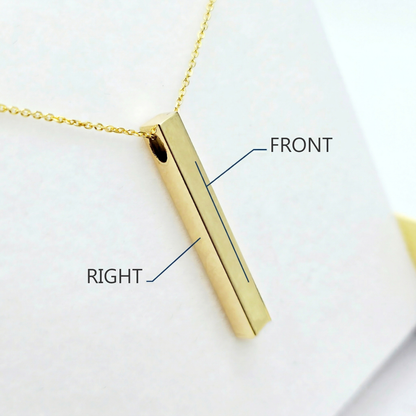 10K Yellow Gold Bar Pendant Necklace, Vertical Bar Pendant, Engravable Necklace, Engraved Vertical Custom Pendant, Personalized Jewelry