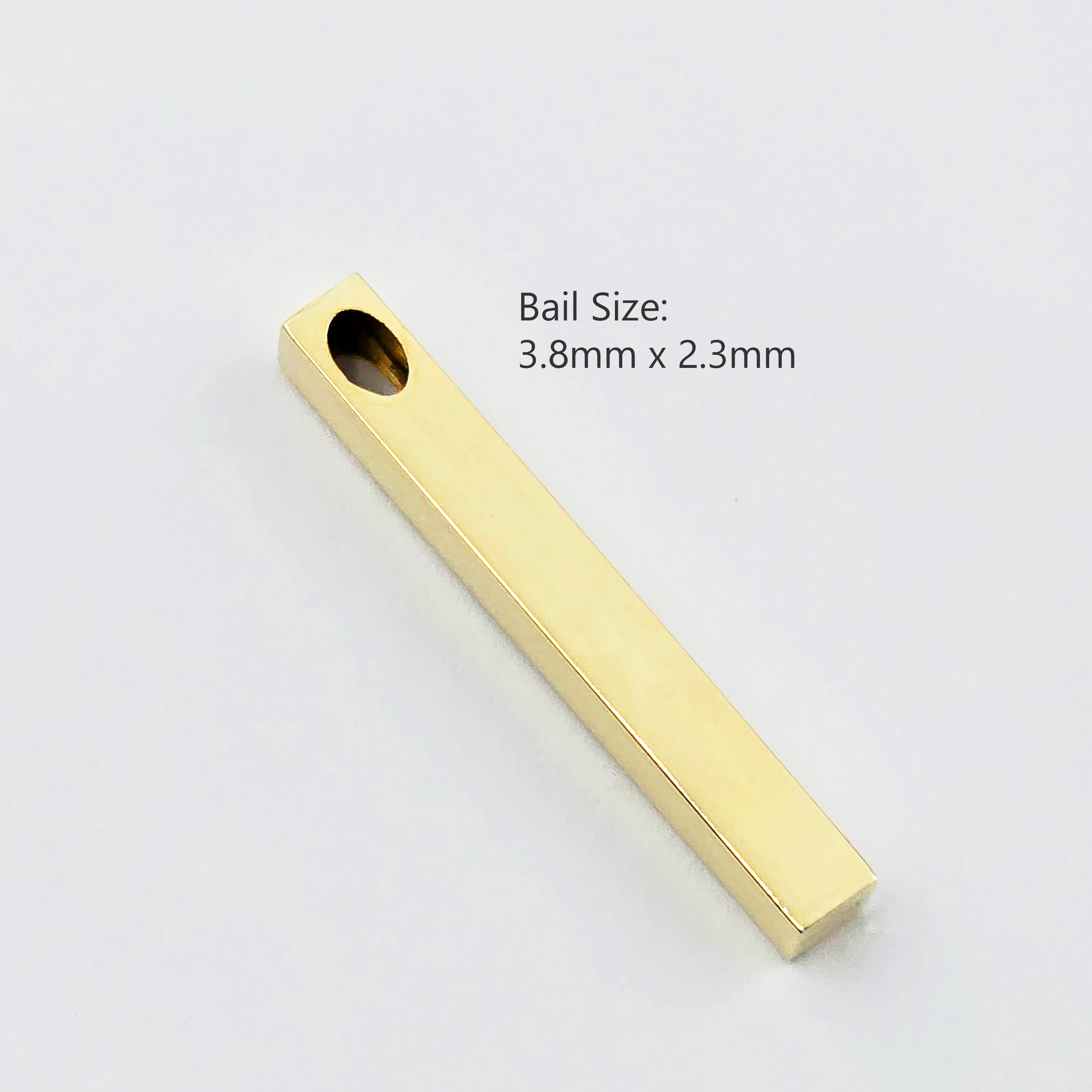 10K Yellow Gold Bar Pendant Necklace, Vertical Bar Pendant, Engravable Necklace, Engraved Vertical Custom Pendant, Personalized Jewelry