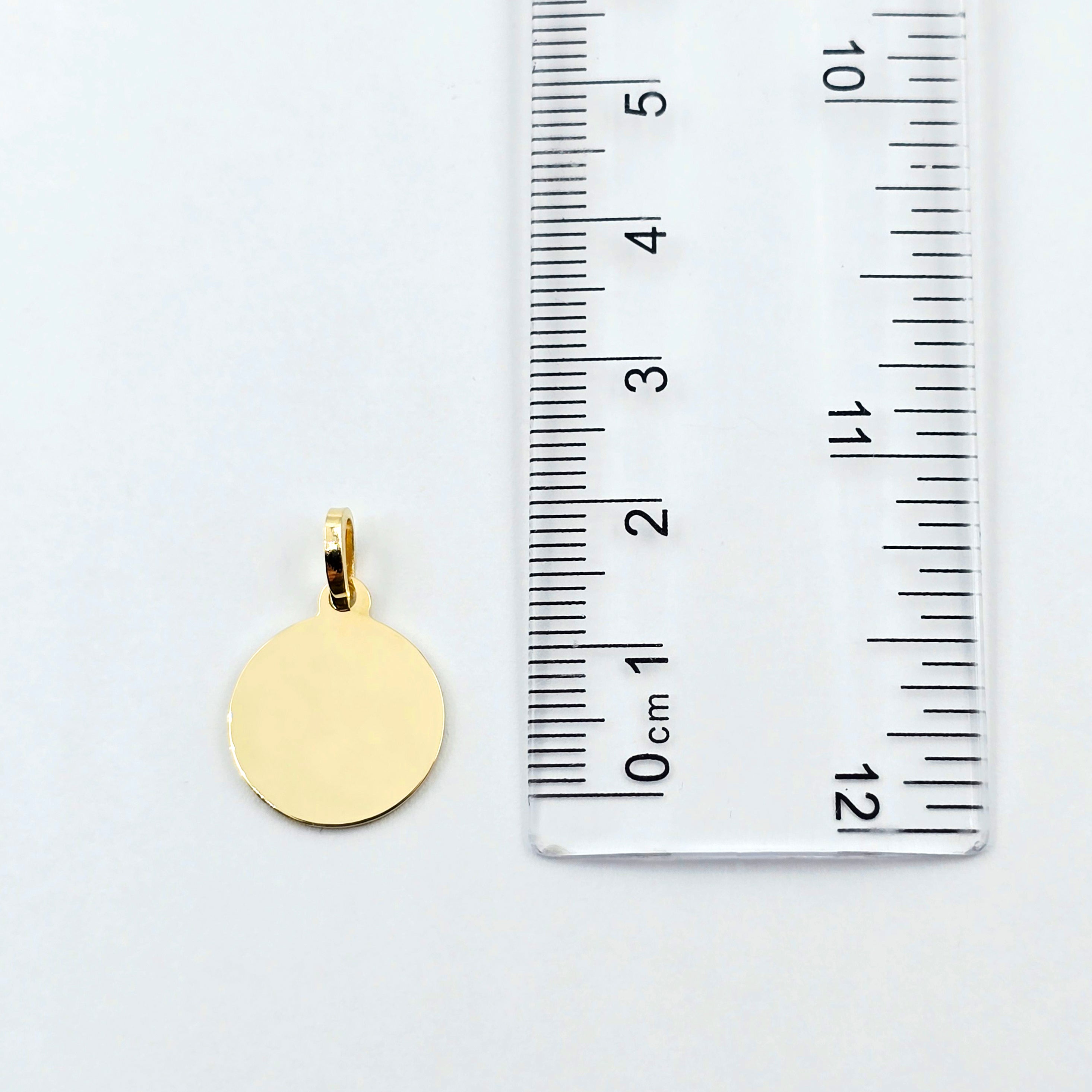 10K Yellow Gold Round Disc Pendant Necklace, Engravable Circle Pendant, Minimalist Unisex Gold Charm, Personalized Jewelry Gift for Her