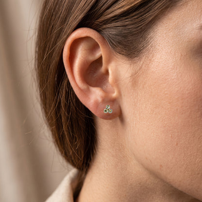14K Yellow Gold Genuine Aquamarine Stud Earrings