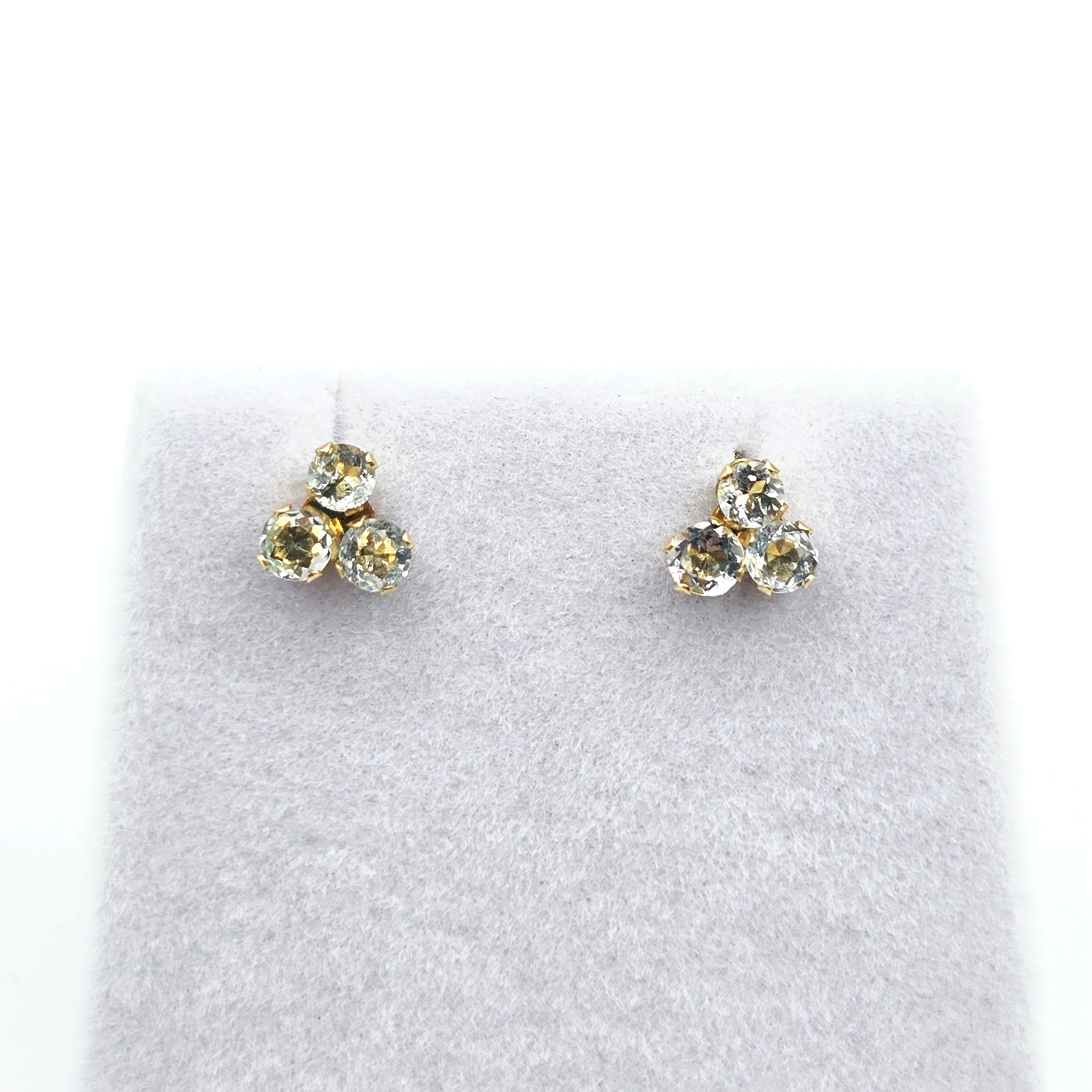 14K Yellow Gold Genuine Aquamarine Stud Earrings