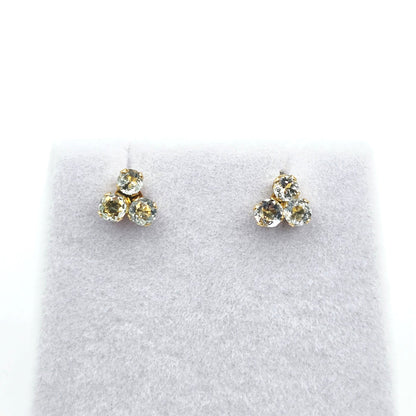 14K Yellow Gold Genuine Aquamarine Stud Earrings