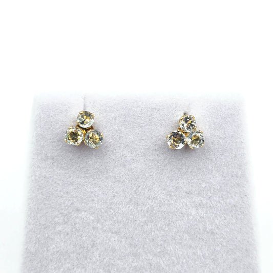 14K Yellow Gold Genuine Aquamarine Stud Earrings