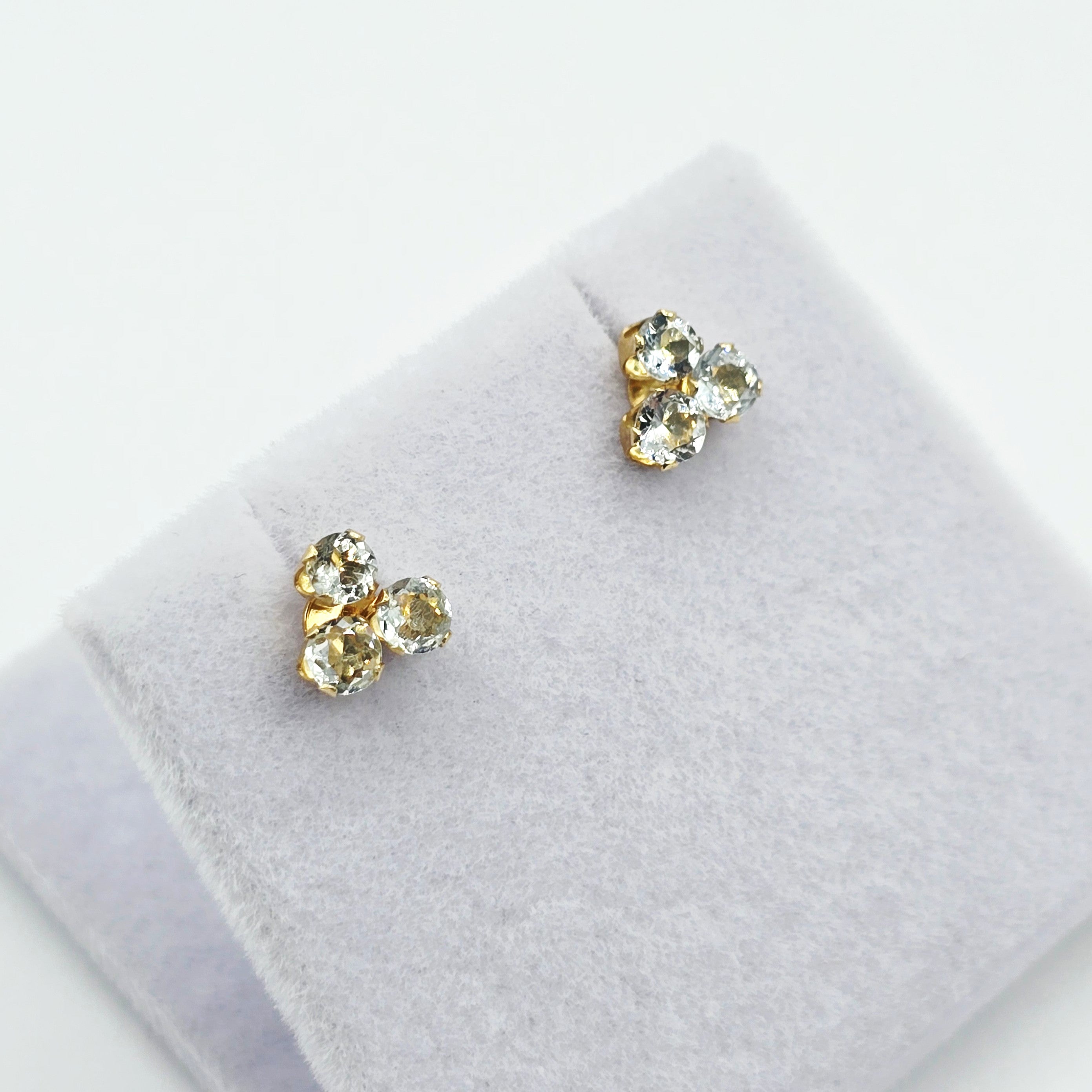 14K Yellow Gold Genuine Aquamarine Stud Earrings